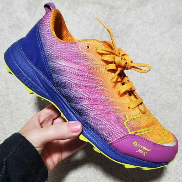 Icebug Shoes - ICEBUG Anima4 RB9X Traction Trail Running Shoes Sneakers Hiking Neon Women's 8
